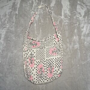 Free People Bag Gauze Hobo Tote Lightweight Bohemian Patchwork Floral Cream